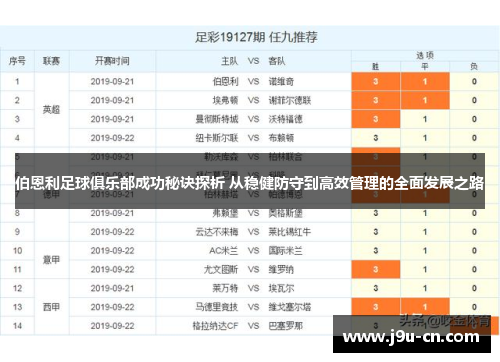 伯恩利足球俱乐部成功秘诀探析 从稳健防守到高效管理的全面发展之路